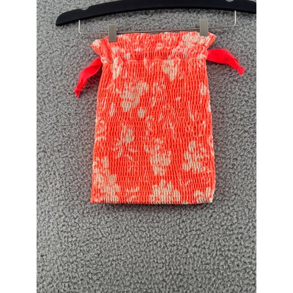 Triangl Textured Coral & White Floral Drawstring Pouch Bag - Picture 2 of 5